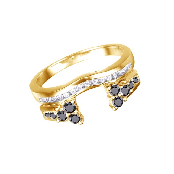 AFFY Black & White Natural Diamond Anniversary Jacket Ring In 10k Yellow Gold (0.5 Cttw)