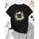 thumbnail image 2 of Camiseta de manga corta para mujer transpirable Moda de veranoWomen's Floral Cat Print T-Shirt - Soft Polyester Crew Neck Tee with Adorable Black Cat & Flower Design, Casual Short Sleeve for Casual, 2 of 7