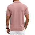 thumbnail image 4 of Hearthz S-5XL Mens Golf Polo Waffle Textured Short Sleeve Shirt for Men Big and Tall Solid Color Mens Golf Polo Shirts with Chest Pocket Pink S, 4 of 7