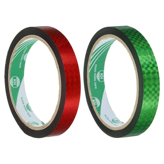 Washi Prism Tape Set 15mm Wide Holographic Color for Holiday Packaging and Decoration, Red, Green