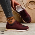 thumbnail image 3 of Womens Sneakers Splice Mesh Suede Lace up Antislip Walking Shoes Fashion Athletic Running Trainer Shoes Wine Size 9.5, 3 of 7