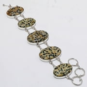 Dalmatian Jasper Oval Shape Gemstone Handmade Gift Bracelet Jewelry 7-8" SA 1243