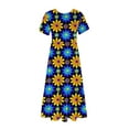 thumbnail image 2 of Sundresses for Women Vacation Women's Boho Floral Print Dress Loose Maxi Casual Dress Summer Short Sleeve Beach Dresses with Pockets Vestidos De Fiesta Para Mujer 2024, 2 of 4