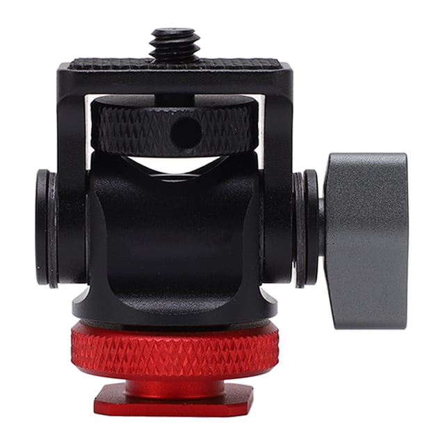 Camera Monitor Mount, Swivel 360° Knob Aluminum Alloy 1/4in Screw Hot Shoe Field Monitor Holder For VCRS For Phones Red