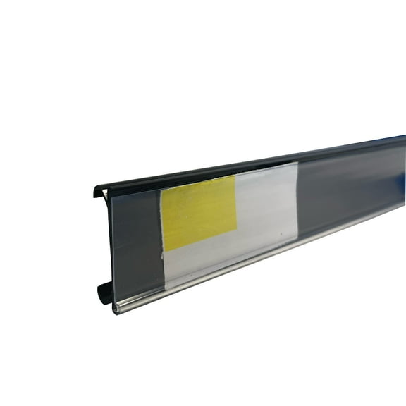 THE GLOBAL DISPLAY SOLUTION | Wire Shelf Ticket and Label Holder with Protective Window for Label Inserts | Perfect for Metro Style Shelves | 44.5" | 50 Pack | Black