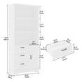 thumbnail image 2 of 6-Tier Bookshelf with Door and 3 Drawers, 71" H Tall Bookcase with 3-Tier Open Shelves, Wooden Book Shelf with Storage Cabinet for Home Office, Living Room, Bedroom, 2 of 8