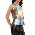 thumbnail image 5 of MODA NOVA Juniors Metallic Crew Neck Sleeveless Cam Tank Top Colorful S, 5 of 7