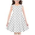 thumbnail image 3 of Sleeveless Dresses for Girls Size 4-14 Cute Polka Dot Printed Sundresses Toddlers Teens Crew Neck A-Line Beach Midi Dress Summer, 3 of 3