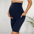 thumbnail image 2 of Bibifish Womens Maternity Leggings Knee Length High Waist Slim Fit Pants Elastic Waistband Pocket Detail Stretchy Casual Daily Wear Comfortable Maternity Pants, 2 of 6