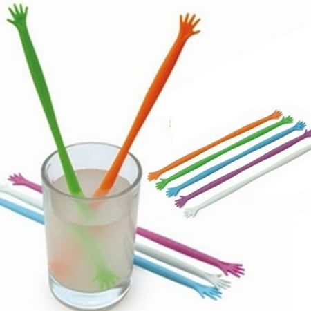 

5pcs Hand Shaped Plastic Cocktail Swizzle Sticks Drink Wine Stirrer Coffee Muddler Puddler For Bar Wedding Party Supplie