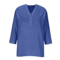 thumbnail image 6 of Womens 3/4 Sleeve Summer Tops Vintage Tunic Womens Casual Tops Breathable Summer Tee Womens Plus Size Linen Tops Work Clothes Cute Tunic Tee Loose Fit Shirts Peasant Tops for Women Purple 2XL, 6 of 7
