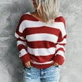 thumbnail image 3 of Vedolay Fall Sweaters Women's Long Sleeve Boat Neck Tunic Tops 2023 Fall Baggy Pullover Sweaters,Red XXL, 3 of 5