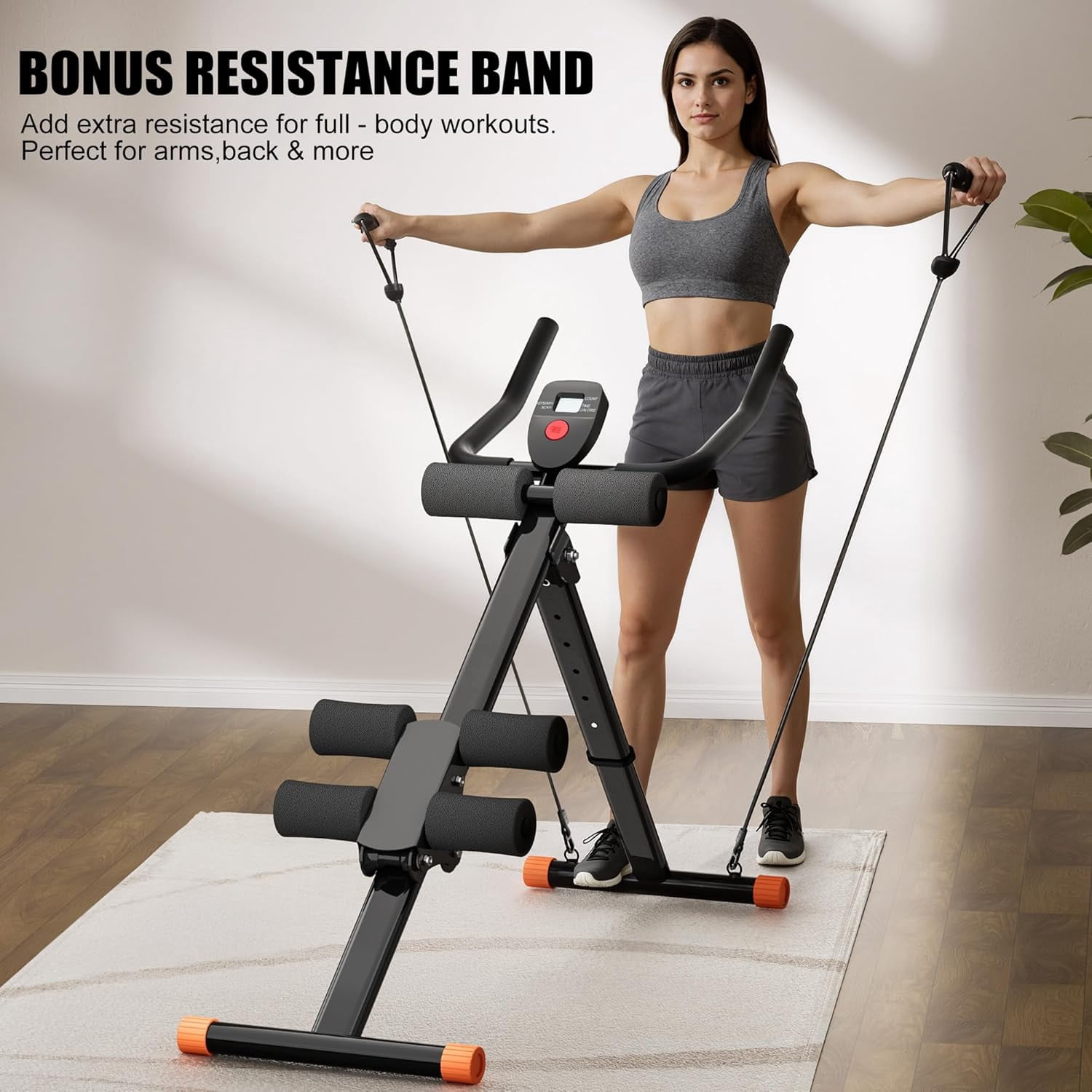Foldable Ab Machine Trainer with Smart Display for Core Strength Workout at Home Gym