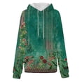 thumbnail image 4 of Women's Fall And Winter Printed Pullover Hooded Sweatshirt Long Sleeve Fashion Retro Floral Print Sweatshirt Drawstring Hoodie for Casual Outdoor Wear,Army Green,M, 4 of 6