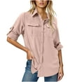 thumbnail image 3 of Yteeum Long Sleeve Shirts for Women UPF 50+ UV Sun Protection Lapel Shirts Tops Outdoor Cool Quickly Dry Fishing Hiking Travel Shirts Casual Solid Breathable Comfy Long Sleeve Turndown Collar Shirts, 3 of 10