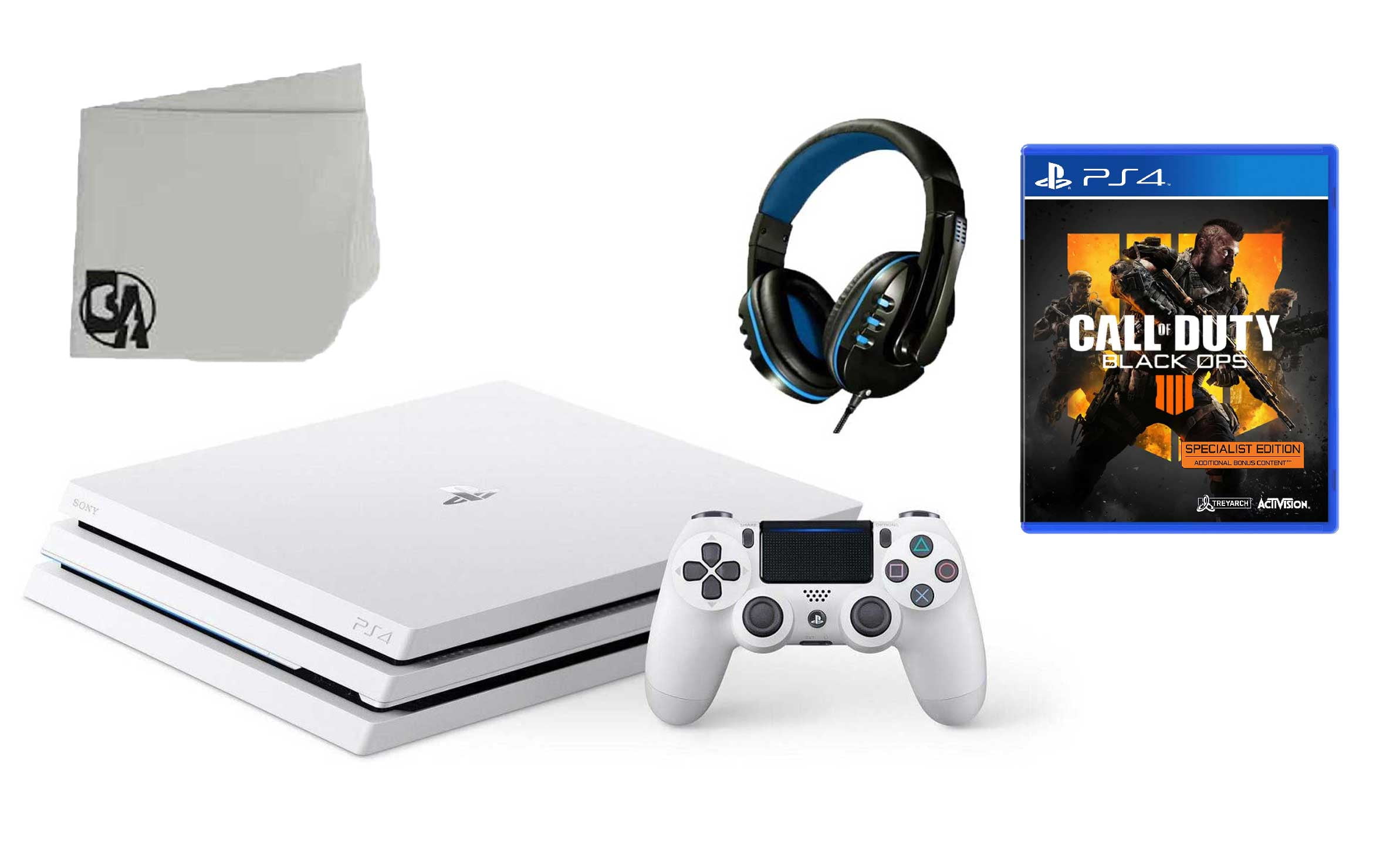 PlayStation 4 PRO Glacier 1TB Gaming Console White Call of Duty Black Ops 4 BOLT AXTION Bundle Used - Walmart.com