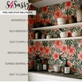 thumbnail image 5 of S4Sassy Tropical Hibiscus Floral Wallpaper- Orange Wall Covering,25" x 360" Self-Adhesive Textured Vinyl Wallpaper, Decorative Wall Wrap, Easy DIY Wall Covering For Bedroom, Living Room, 5 of 9
