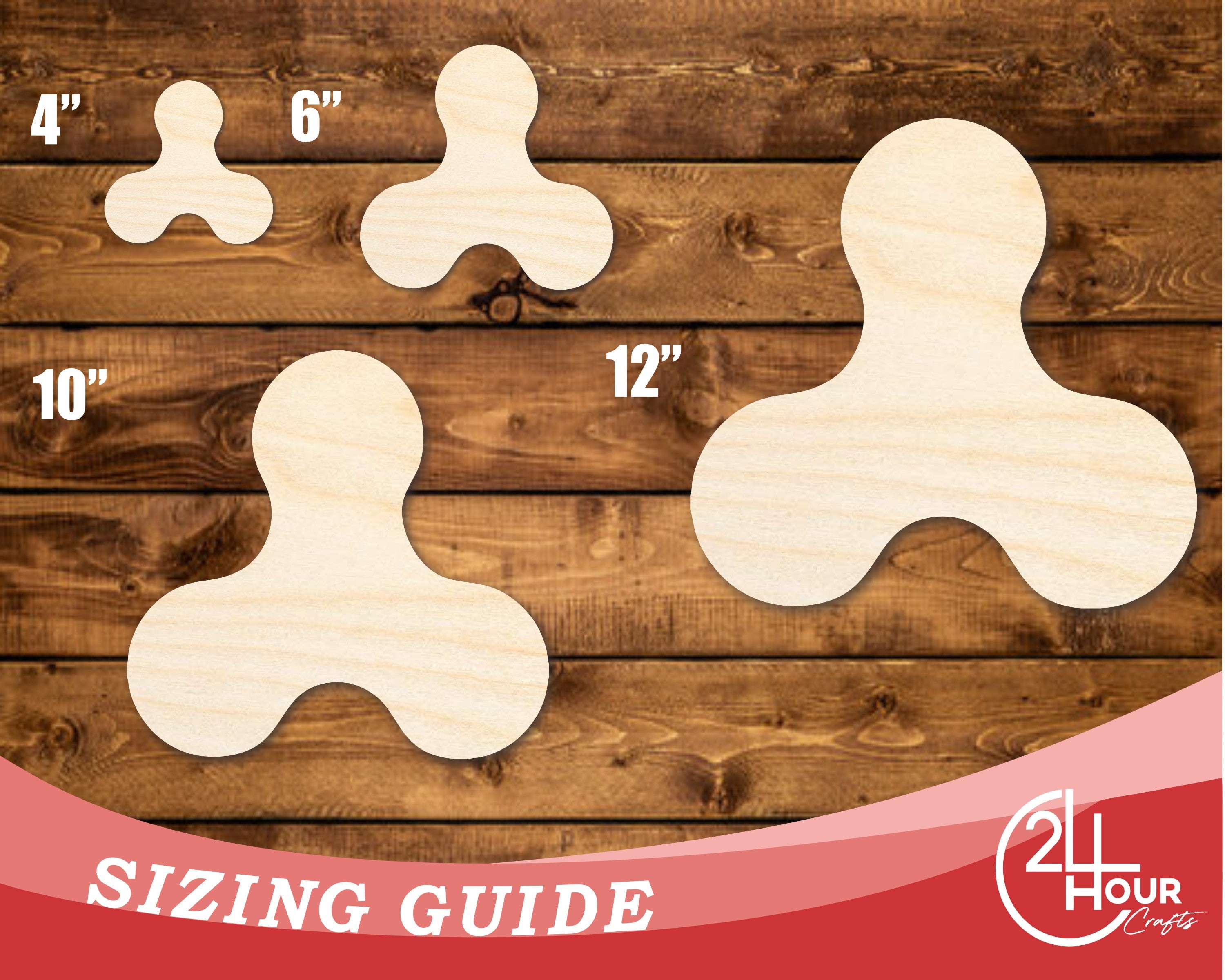 Unfinished Wood Fidget Spinner Shape 20" / 1/8"