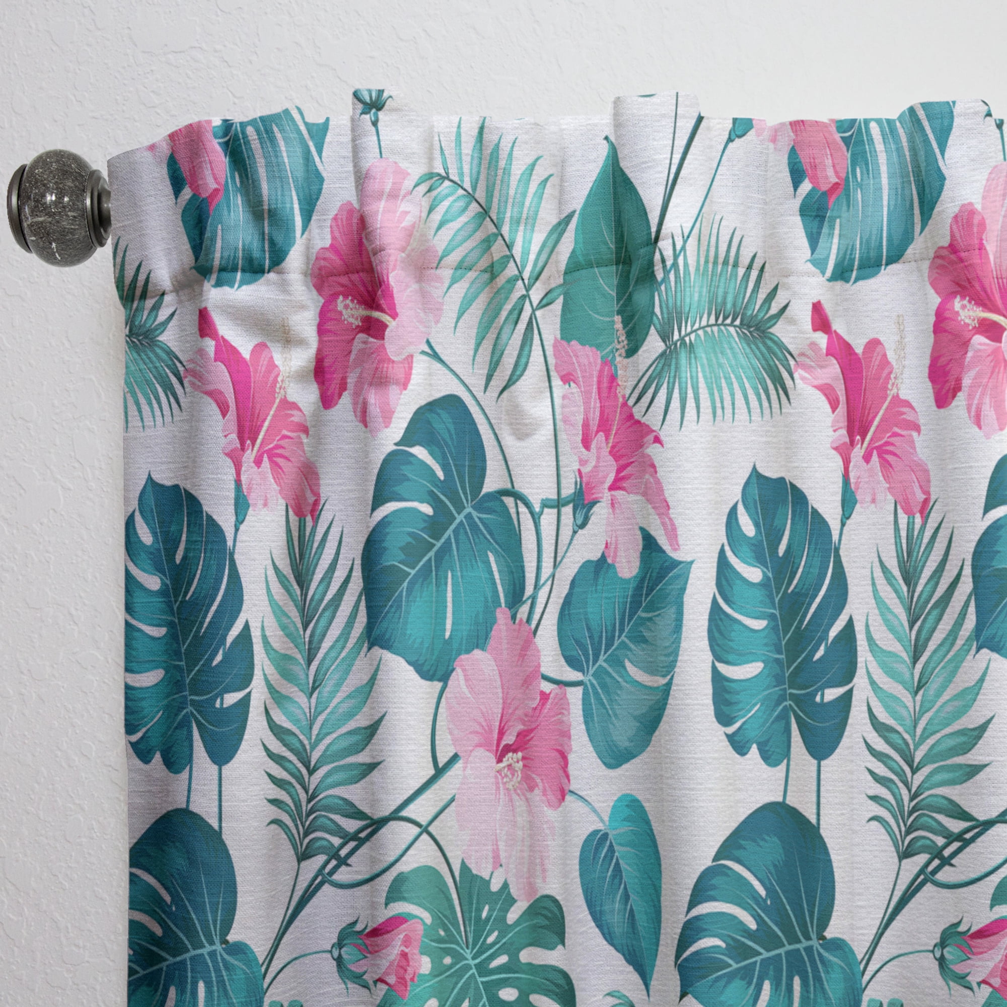 Designart 'Flowers and Tropical Botanicals I' Mid-Century Modern Curtain Panel