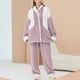 thumbnail image 4 of Gibobby camisón para mujer. Ropa de casa de invierno 2022, pijamas finos de terciopelo Coral de Color contrastante, ropa de casa de franela de terciopelo grueso de para mujer (Morado, L), 4 of 5