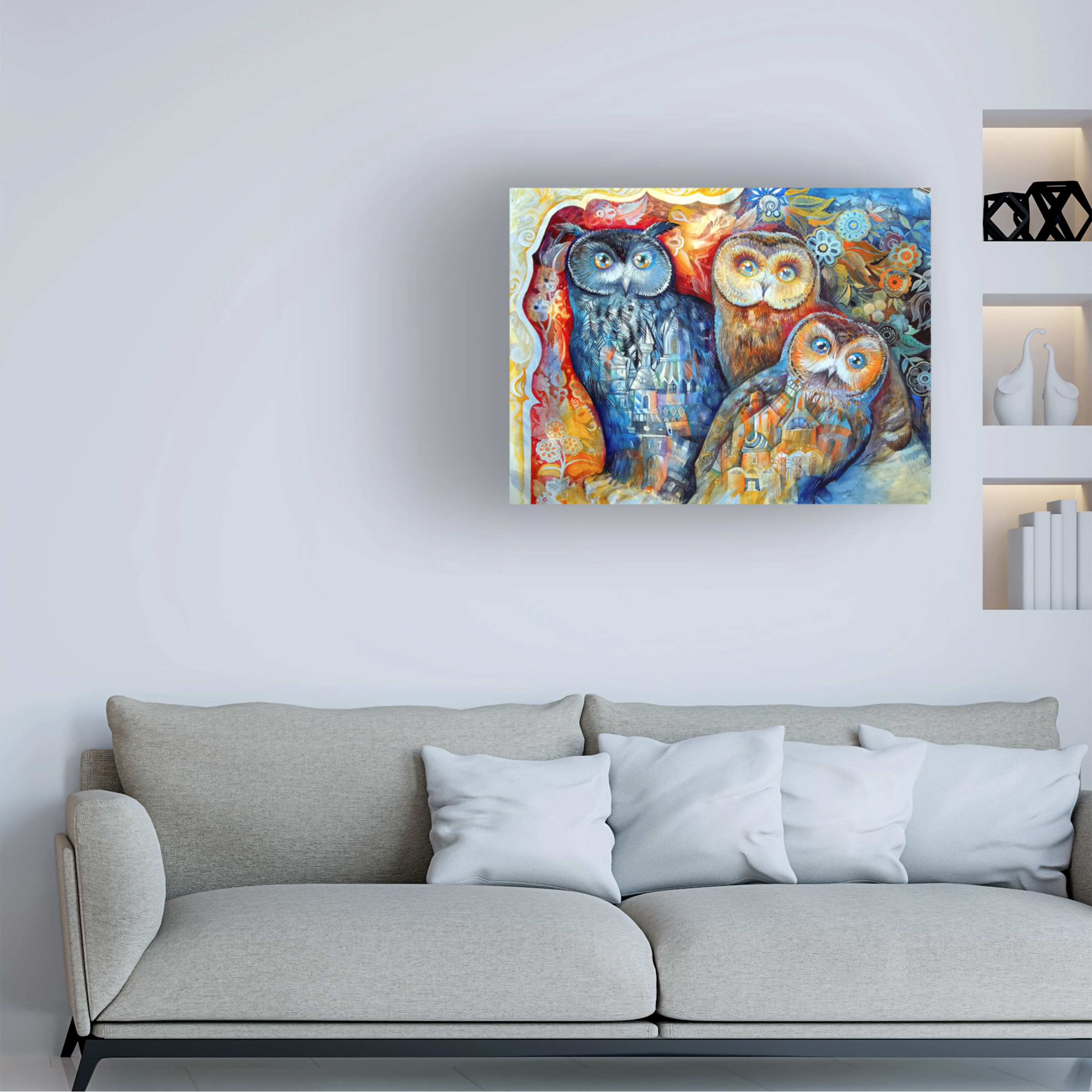 Trademark Fine Art 'Owls' Canvas Art by Oxana Ziaka