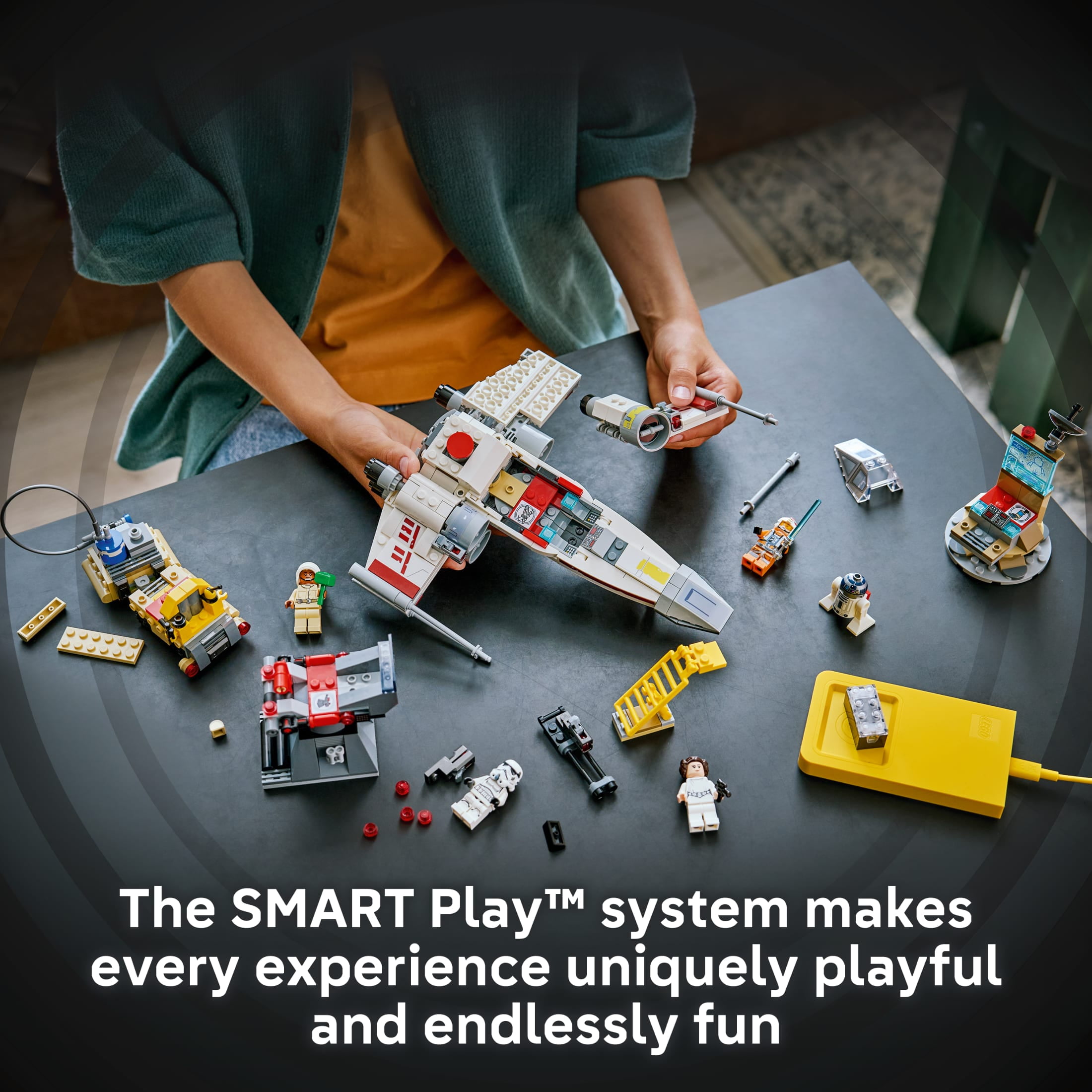 LEGO Star Wars SMART Play: Luke’s Red Five X-Wing Interactive Building Toy - All-In-One Set - Reacts to How You Move and Play with a SMART Brick - Gift for Boys, Girls, Kids Ages 6+ - 75423