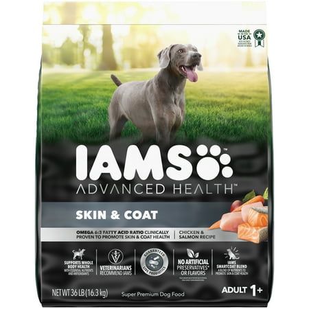 IAMS Advanced Health SKIN & COAT Chicken and Salmon Recipe Adult Dry Dog Food, 36 lb. Bag