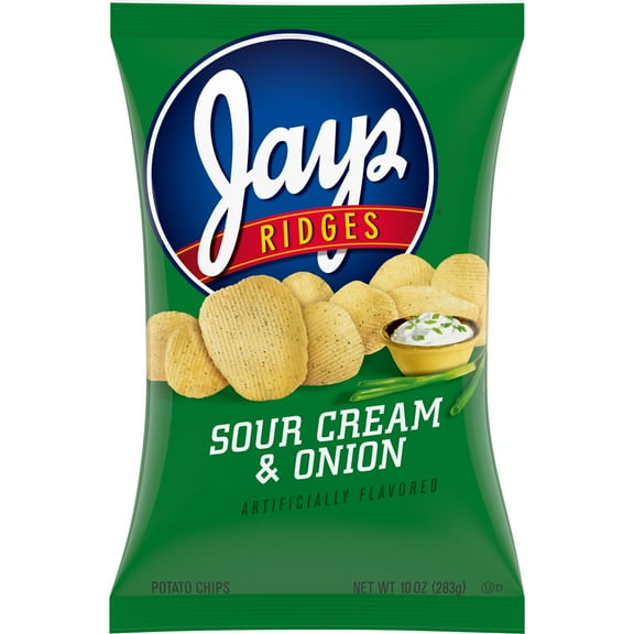 Jays Potato Chips, Sour Cream and Onion Ridges, 10 oz Bag