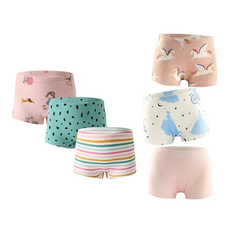 

6-Pack Cotton Girls Underwear Boxers Cute Cartoon Pattern Toddler Panties