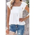 thumbnail image 5 of Women'S Casual Square Neck Ruffle Cap Sleeve Peplum Babydoll Blouse Tank Top White M, 5 of 6