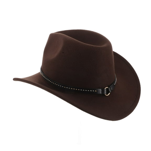 Homoyoyo Classic Coffee Wool Felt Cowboy Hat Unisex Wide Brim Jazz Style for Western Parties Travel and Fall Winter
