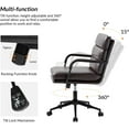 thumbnail image 3 of Faux Leather Home Office Chair, Swivel Task Desk Chair with Padded Cushion, Brown, 3 of 8