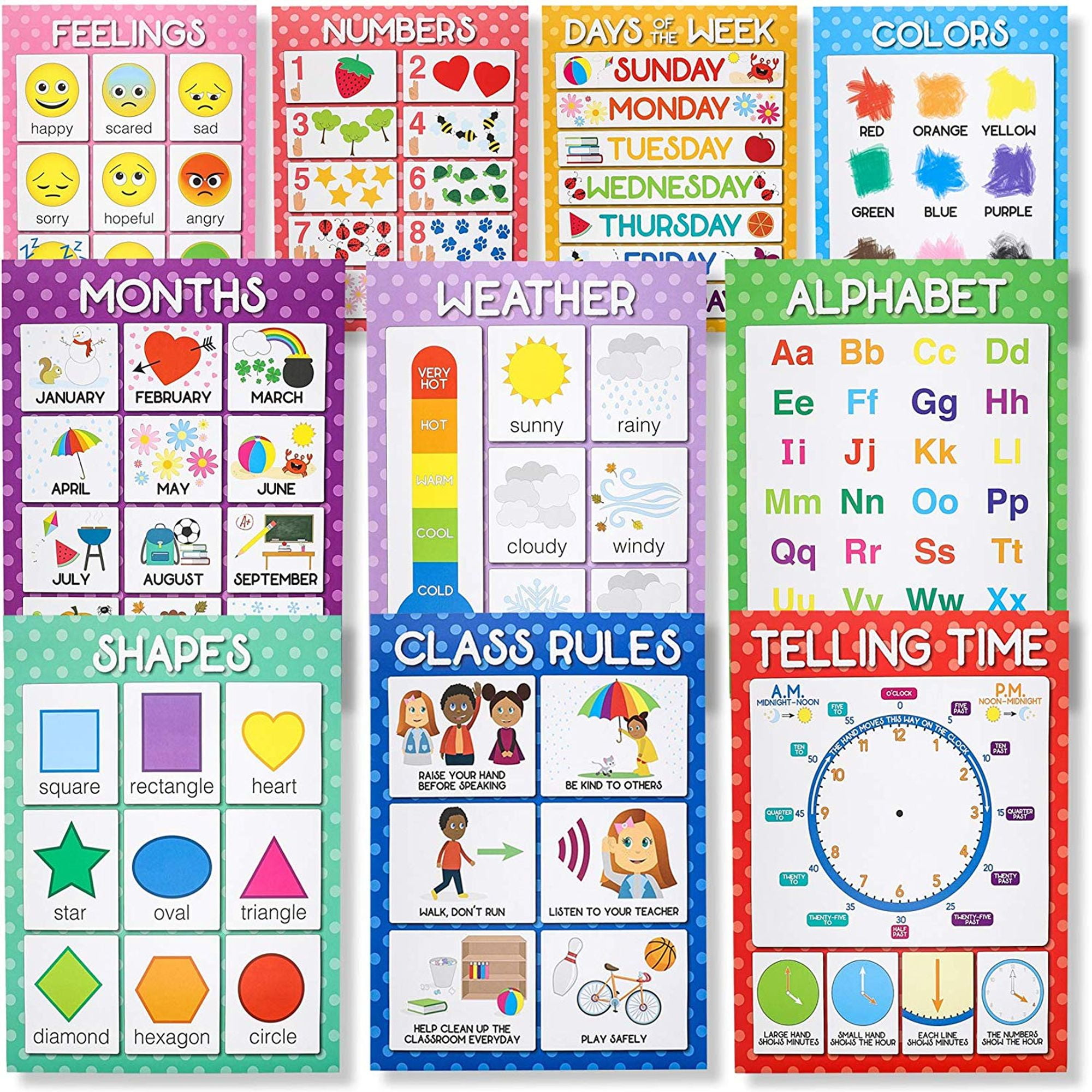 Details about   Kindergarten Preschool Educational Learning materials Toddler Poster Charts 