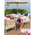 thumbnail image 4 of Outdoor Tablecloth with Umbrella Hole and Zipper, Valentine's Gnomes Rectangle Table Cloth 60x84 Inch Waterproof Tablecloth, Weeping Eucalyptus Pink Red Love Heart Picnic Table Cover for Patio, 4 of 7