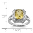 thumbnail image 2 of FB Jewels Sterling Silver Rhodium Checker-Cut Lemon Quartz & Diam. Ring, 2 of 2