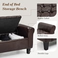 thumbnail image 5 of AVAWING Upgraded Armed Storage Bench, Leather Upholstered Ottoman for Living Room & Bedroom, Brown, 5 of 10