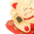 thumbnail image 4 of Xirurus 3.5in / 8.9cm Lucky Fortune Cat Solar Powered Waving Arm Beckoning Maneki Neko Display Figurine Decoration For Desktop Home Office Entrance Car Dashboard Cute Yellow Cat Knick-Knack, 4 of 4