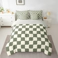 thumbnail image 2 of Manfei Geometric Plaid Bed in a Bag Twin Size,Modern Minimalist Art Bed Set,Green Beige Bedding Twin Size,Breathable Room Decorative Reversible,7 Pieces, 2 of 7