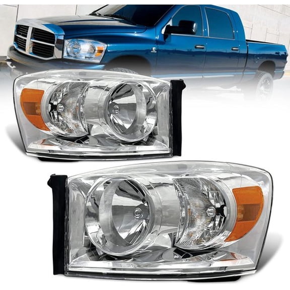 Pair Fits 2006-2008 Dodge Ram 1500 2500 3500 Headlights Head Lamps Left Right