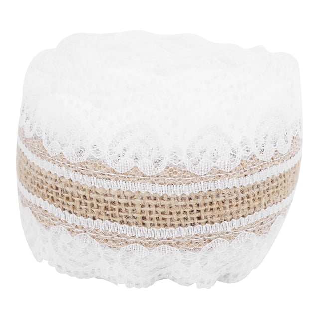 Craft Ribbon, Lace Linen Roll Burlap Lace Ribbon 2.0 X 2.0In For Wedding For DIY For Home For Party Middle Straight Lace,Small Lace,Lace On Both Sides