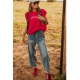 thumbnail image 5 of Women's Fiery Red YEEHAW Short Sleeve Sweater – Stylish Embroidered Letter Design for Casual Days [ZhiHiMeRi] | XL, 5 of 6