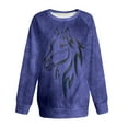 thumbnail image 4 of QUNYINEY Long Sleeve Sweatshirt Women Blue Crew Neck Casual Horse Print Tops Pullover Loose Drop Shoulder Sweatshirts, 4 of 4
