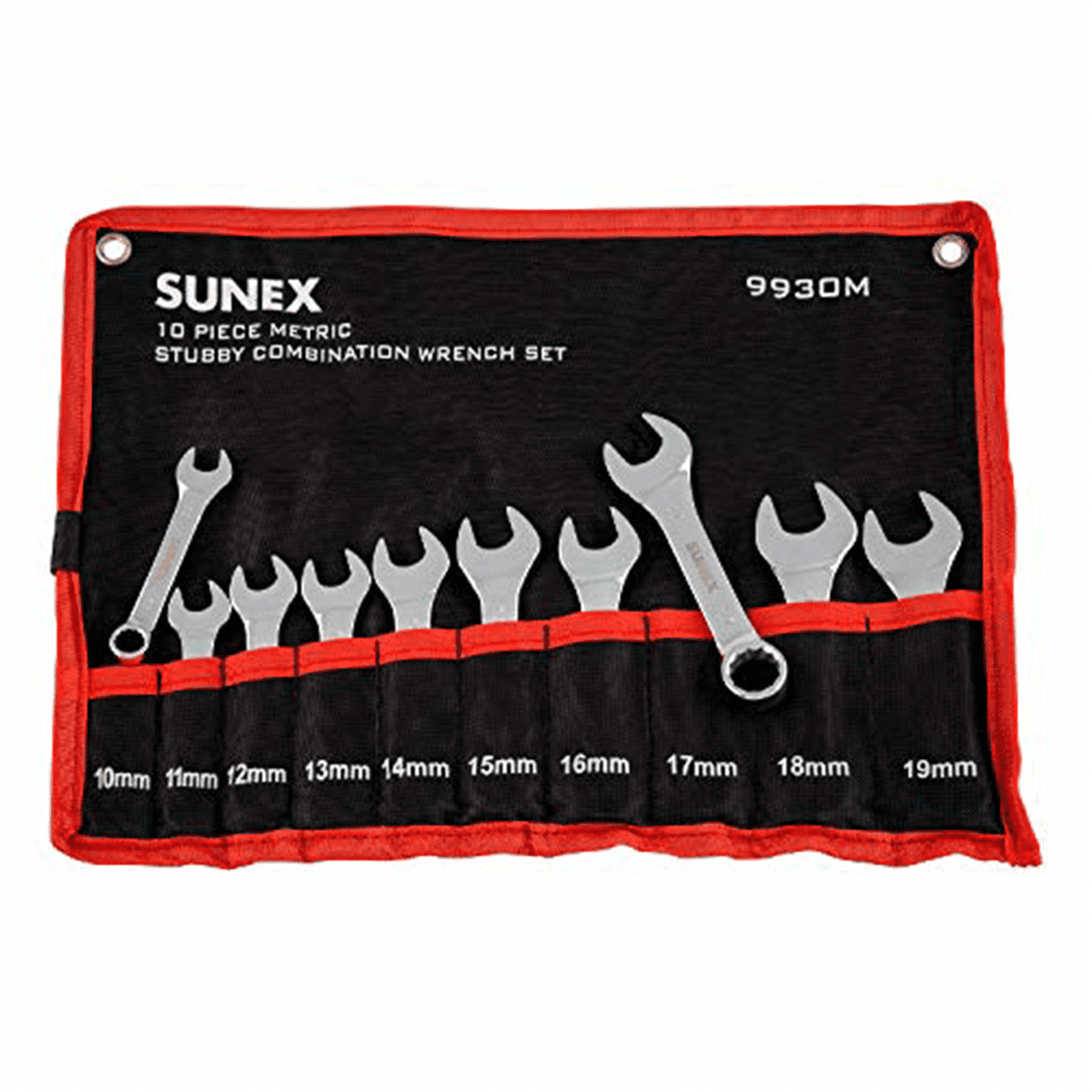 Sunex 9930M 10-Piece Metric Stubby Combination Wrench Set