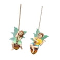thumbnail image 4 of 2x Estatuas de jardín de hadas colgantes, figuras en miniatura de regalo Cachorros de regalo en la escultura de resina de columpio para el, 4 of 7