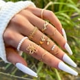 thumbnail image 1 of 10 anillos para mujer y niña, estilo vintage, con cadenas para unir los dedos. Conjunto de anillos de diferentes tallas., 1 of 8