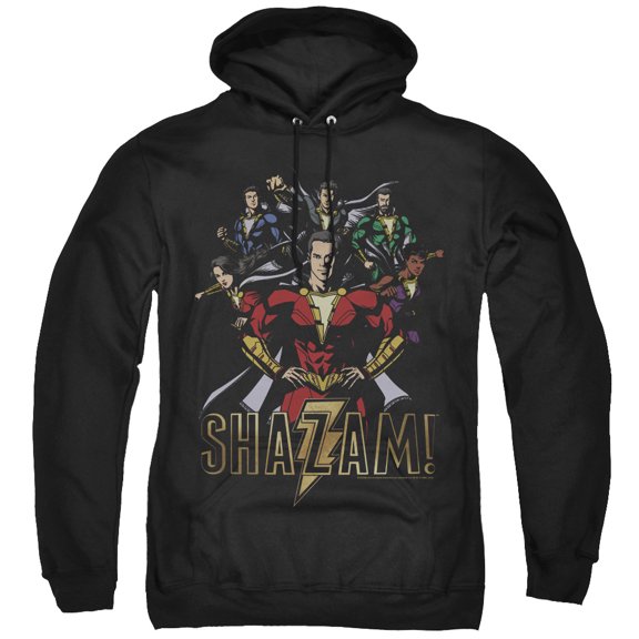 Shazam Movie Group Of Heroes Adult Pullover Hoodie Sweatshirt Black
