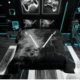 thumbnail image 1 of Erosebridal Ensembles de Literie Sabre Laser Gris Grand Lit avec Couette, Insert de Couette Éclair Cool, Décor Géométrique Moderne, Réversible 3 Pcs, 1 of 8