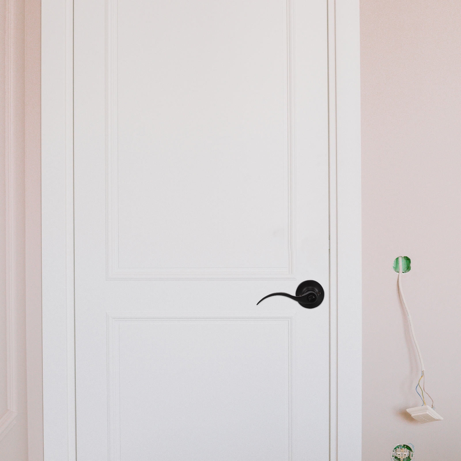 WEUVEB Black Matte Bathroom Door Knob, Modern Stainless Steel Finish, Single Piece Door Handle