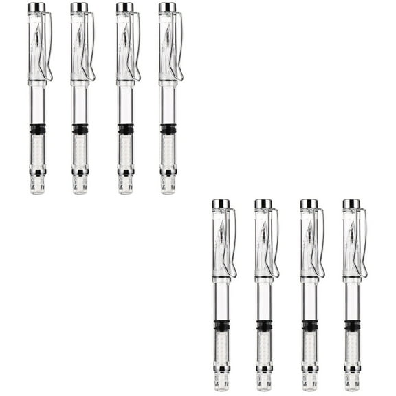 2 Pieces Clear Fountain Pen Refillable Calligraphy Office Student