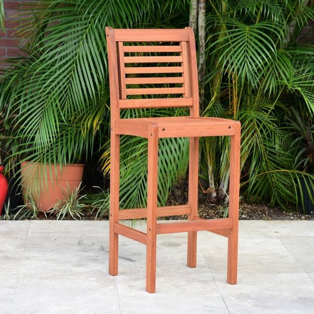 Amazonia Mikonos Brown Eucalyptus Patio Barstool 1 Piece Walmart Com Walmart Com
